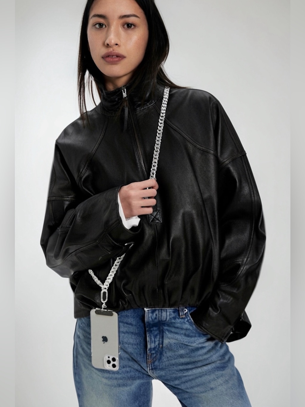 Free People Chunky Chain Phone Crossbody In Silver - New With Tags!